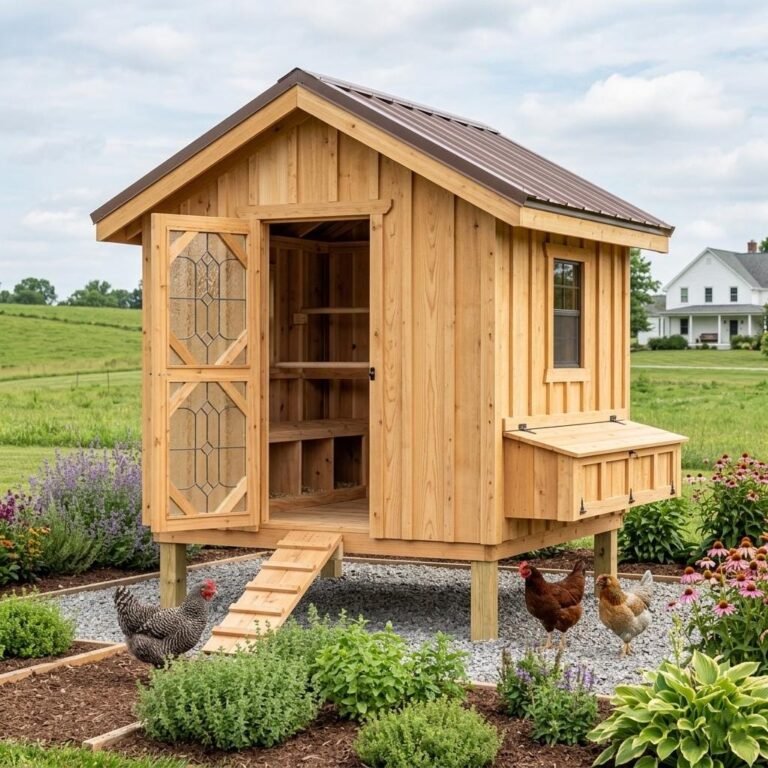 Chicken coop plans; 8′ x 8′ hen house Step-by-step construction (pdf download)