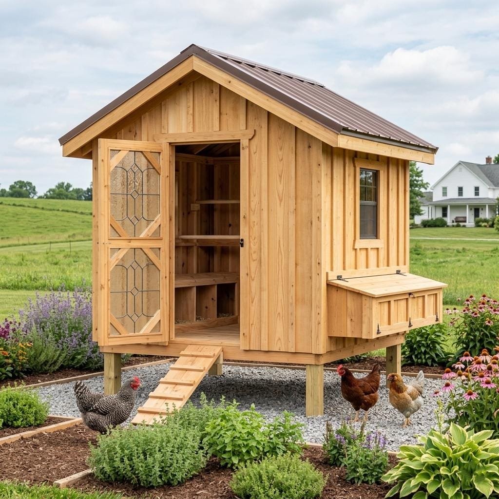 Chicken coop plans; 8′ x 8′ hen house Step-by-step construction (pdf download)