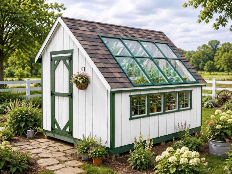 Greenhouse plan 10×12 , Large DIY Wooden Greenhouse shed with Gable Roof, Gardening room (