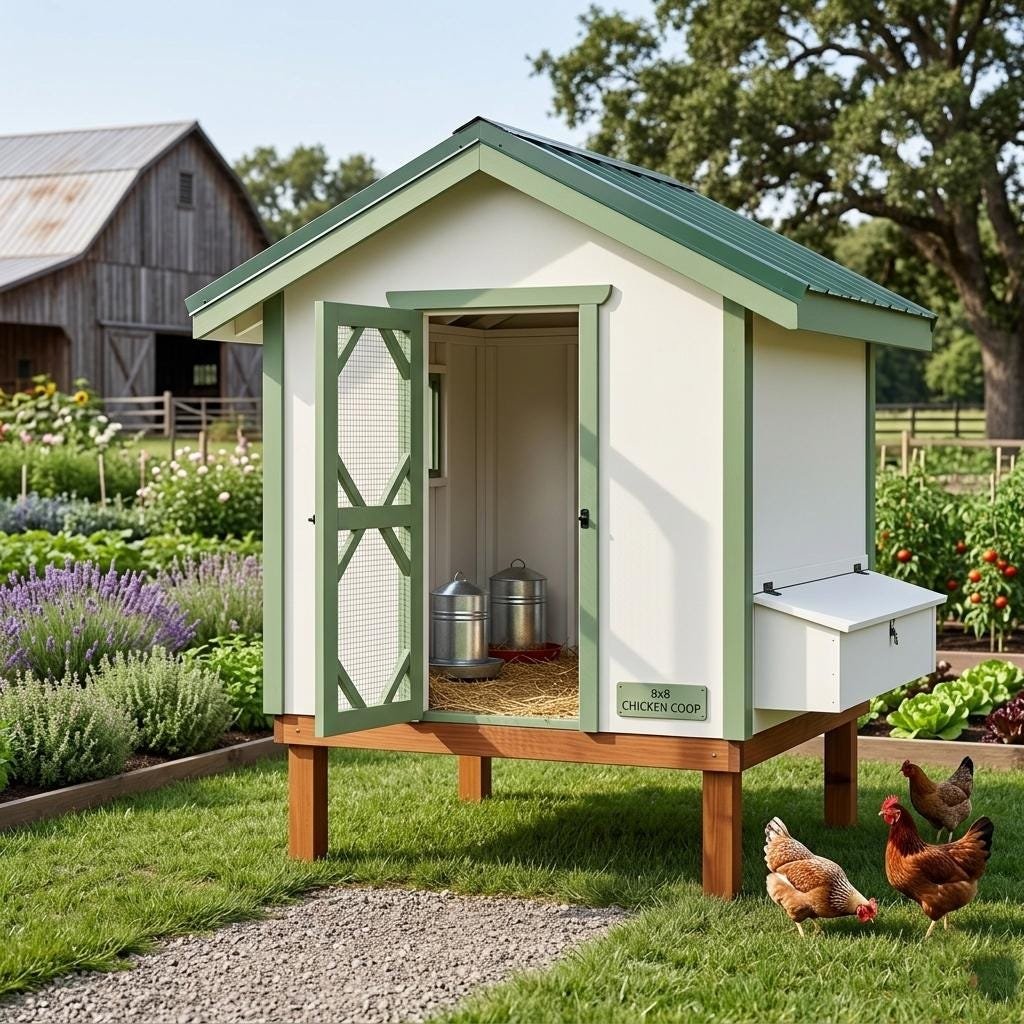 8′ x 8′ chicken coop plans; Step-by-step construction (pdf download)