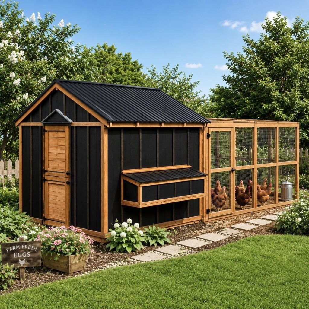 Large Chicken Coop & Run Plans PDF | DIY Walk-In Chicken Coop Woodworking Plans | Backyard Hen