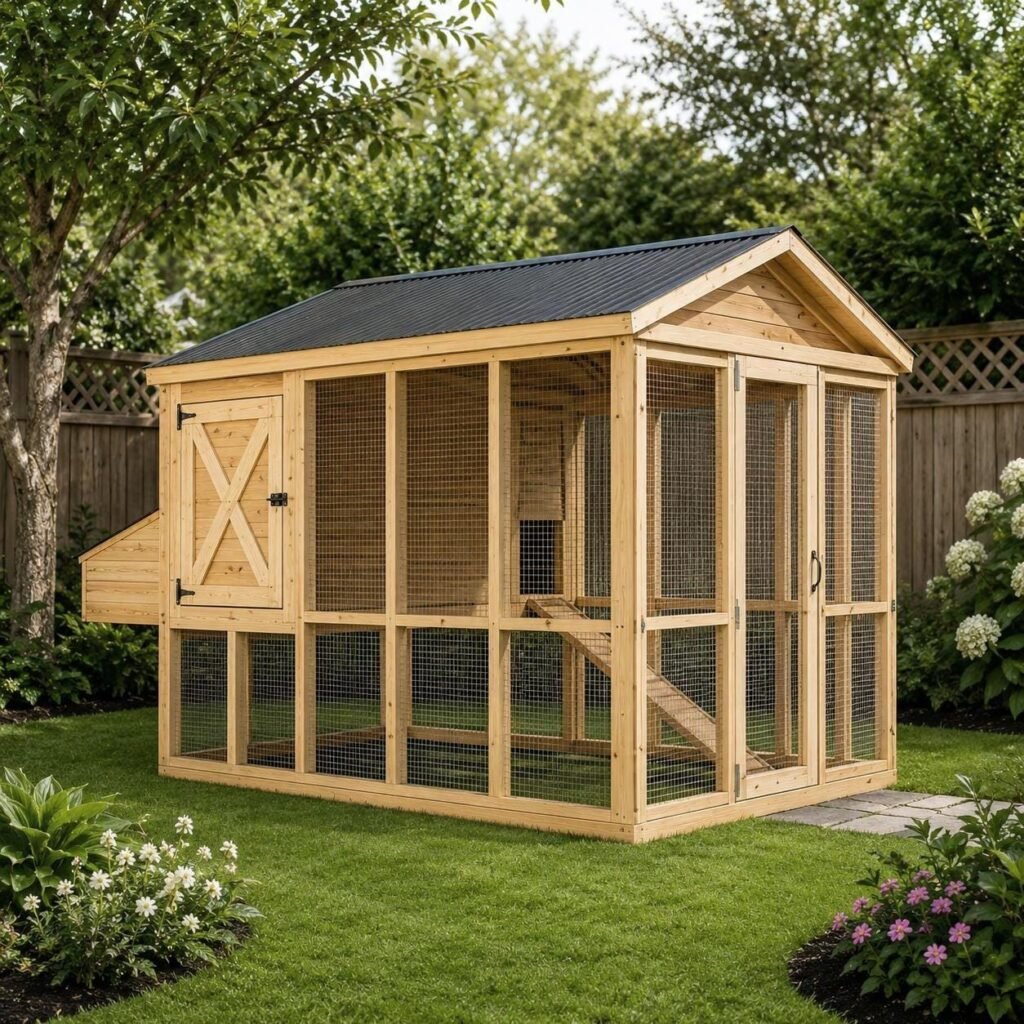 Chicken Coop Plan with Run, Walk-In Backyard Hen House Build (PDF Download)