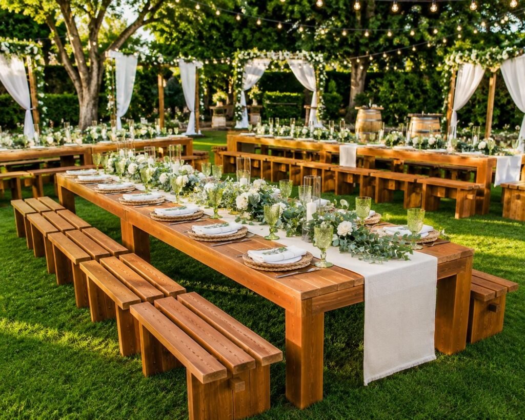 9FT Low Table & Bench Plans PDF | DIY Outdoor Dining Table Plans | Rustic Wedding Table Build |