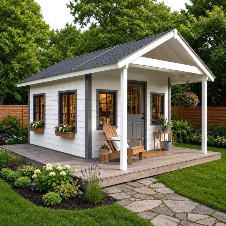 12×16 Off Grid Shed Plans PDF | Cabin Plans with Deck | Tiny House | Storage Shed Plans | Backy