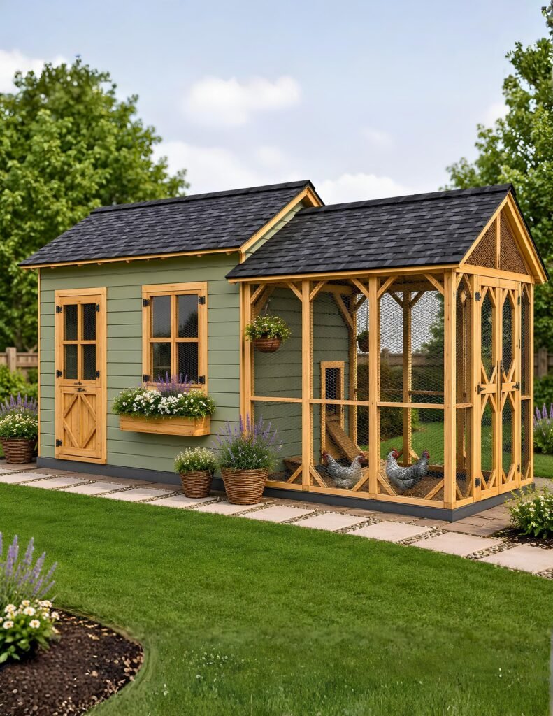 Large Walk In Chicken Coop Plans with storage shed | Chicken Run Plans PDF |Homestead Chic