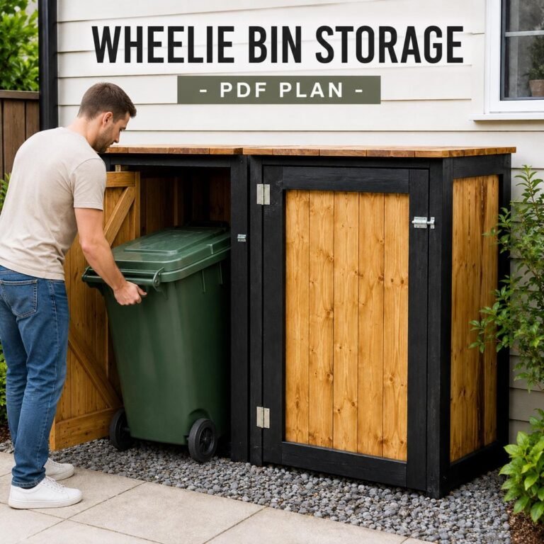 Wheelie Bin Storage Plans – Modern Vertical Slat Enclosure (PDF Download)