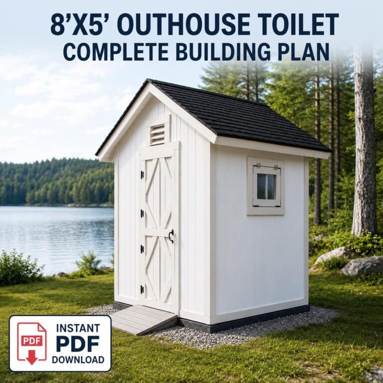 8×5 Outdoor Toilet Plans, DIY Outhouse Building Guide, Off Grid Privy Shed PDF, Woodworking Pla