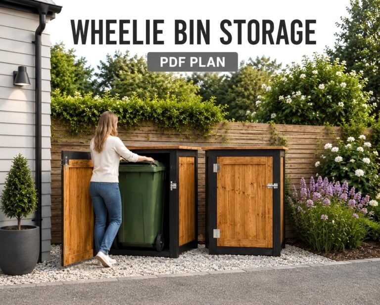 DIY Wheelie Bin Storage Plans, Outdoor Trash Can Enclosure (PDF Plan)