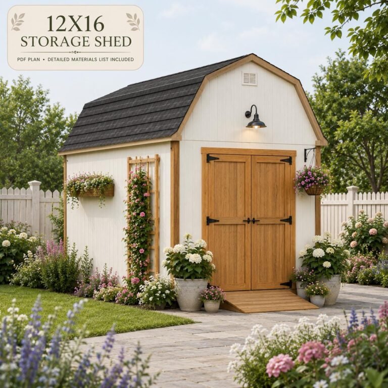 12×16 Barn Shed Building Plans, Gambrel Roof Blueprint, Workshop Storage (PDF Download)