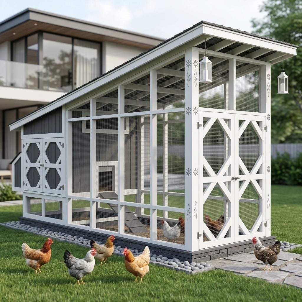 Walk-In Chicken Coop Plans for 16 Hens, 6×18 Poultry Shed House with Enclosed Run, Homestead Bu