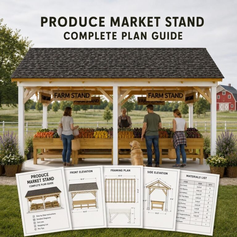 Large Farm Stand Pergola Plans, Roadside Market Booth Woodworking Guide (PDF Download)