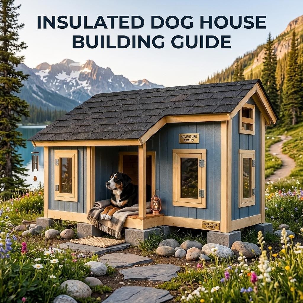 Two Room Dog House Plans, Insulated Outdoor Pet Shelter, Large Wooden Kennel Building Guide PDF