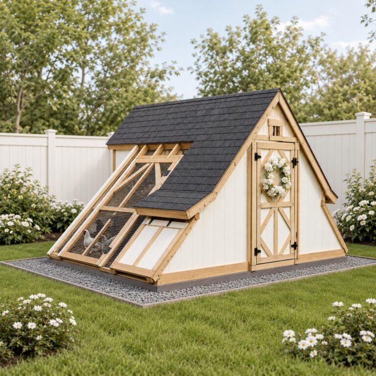 11×11 A-Frame Poultry Coop Plan | DIY Backyard Hen Enclosure Woodworking Blueprint (PDF Build G