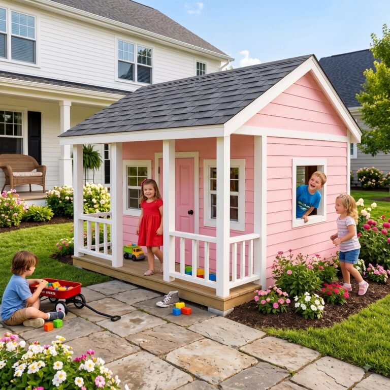 Cozy Playhouse Plans – 8×8 DIY Kids Outdoor Playhouse with Porch